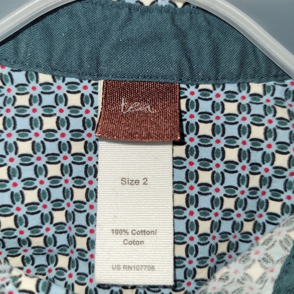 💠 TEA Blue Green Geometric Print Cotton Button Down Shirt Toddler Boys Size 2 - Picture 6 of 6